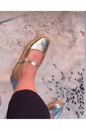 کفش اسپادریل طلائی زنانه چرم خالص Butik - کد 850076290