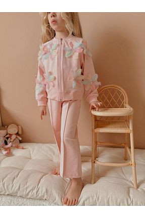 ست بالاتنه و پائین تنه صورتی بچه گانه بافتنی Elidabutik - کد 900806162