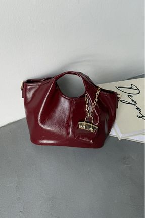 کیف دوشی زرشکی زنانه چرم مصنوعی NBİBAGS - کد 899874761