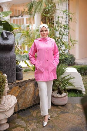 ترنچکت صورتی زنانه پلی استر sudi butik - کد 901807682
