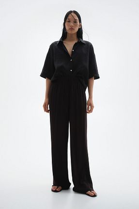 شلوار مشکی زنانه کتان H&M - کد 899904131