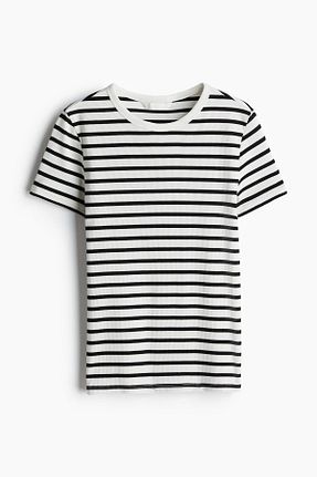 تیشرت سفید زنانه اسلیم فیت H&M - کد 899904044
