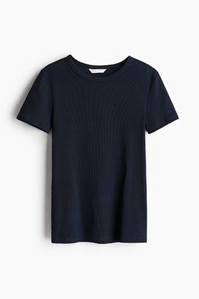 تیشرت سرمه ای زنانه اسلیم فیت H&M - کد 899904074