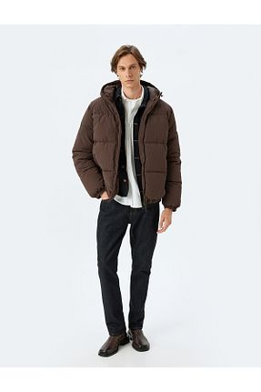کاپشن قهوه ای مردانه رگولار Koton - کد 899926838