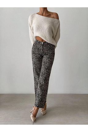 شلوار جین قهوه ای زنانه پاچه ساده MODA - کد 899925784