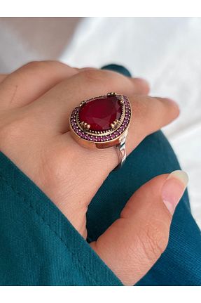 انگشتر نقره زرشکی زنانه زیرکن Zokak - کد 899932605