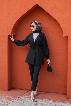 ست بالاتنه و پائین تنه حجاب مشکی زنانه رگولار Tesettür Çarşım - کد 899930762