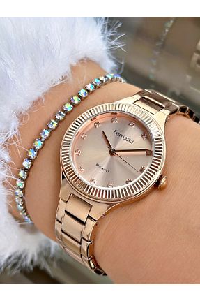 ساعت مچی صورتی زنانه 31-34 میلی متر Ferrucci - کد 899958689