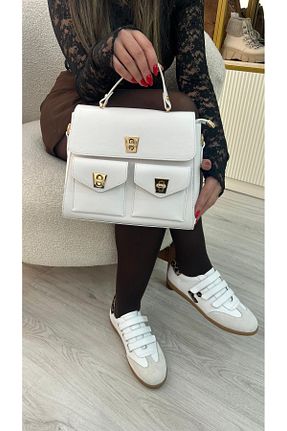 کیف دوشی سفید زنانه چرم مصنوعی by emine eren emotion shoes - کد 900361605