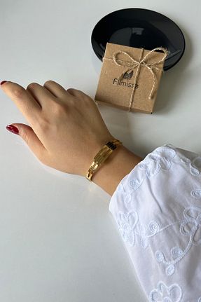 دستبند استیل (فولاد) طلائی زنانه استیل (فولاد) Allmisse - کد 900035797