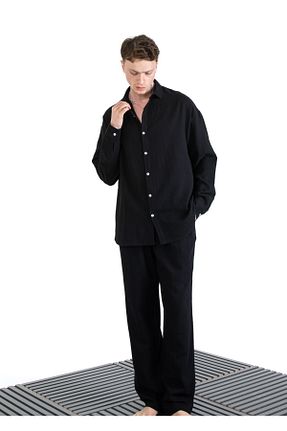 ست بالاتنه و پائین تنه مشکی مردانه بافت EGHO - کد 897261244