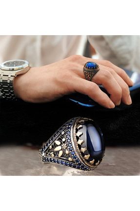 انگشتر نقره آبی مردانه زیرکن KsrModa - کد 39633380