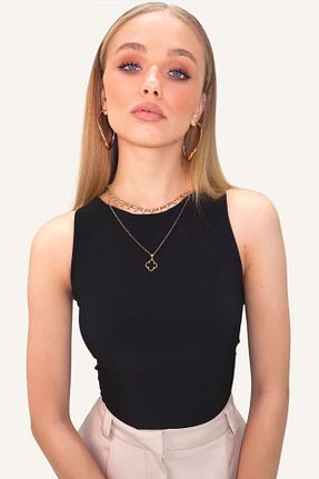 بلوز مشکی زنانه ساده Trend Alaçatı Stili - کد 894027604