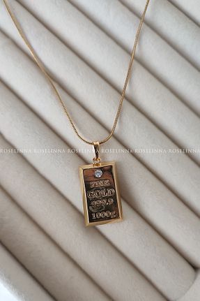 گردنبند استیل ( فولاد ) متالیک روکش طلا ROSELİNNA - کد 898326576