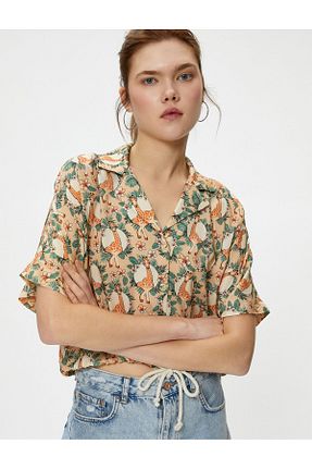 پیراهن قهوه ای زنانه رگولار Koton - کد 794544605