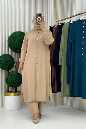 ست بالاتنه و پائین تنه حجاب قهوه ای زنانه سایز بزرگ Mercan - کد 898359756