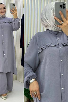 ست بالاتنه و پائین تنه حجاب طوسی زنانه سایز بزرگ Mercan - کد 898359747