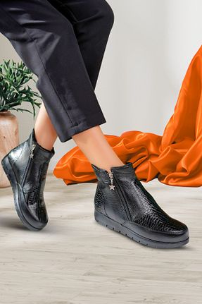بوت / نیم بوت طوسی زنانه چرم خالص AYOOLS - کد 873813003