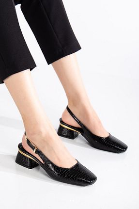 کفش پاشنه بلند کلاسیک مشکی زنانه چرم مصنوعی SUİNS SHOES - کد 898369320