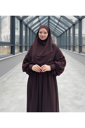 ست بالاتنه و پائین تنه حجاب قهوه ای زنانه Balon Sufle - کد 898394347