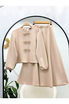 ست بالاتنه و پائین تنه حجاب بژ زنانه رگولار MODA TAY - کد 898401636