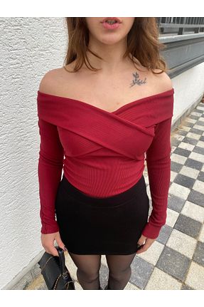 بلوز زرشکی زنانه ساده ec butik - کد 898421974