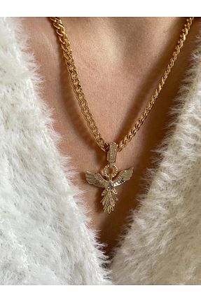 گردنبند جواهر طلائی زنانه برنجی quelindaco - کد 898439391