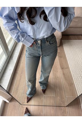 شلوار جین آبی زنانه پاچه لوله تفنگی merrvedincco - کد 898436150