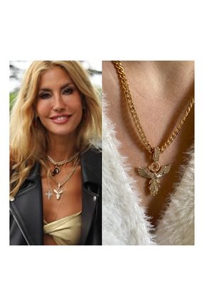 گردنبند جواهر طلائی زنانه برنجی quelindaco - کد 898439391