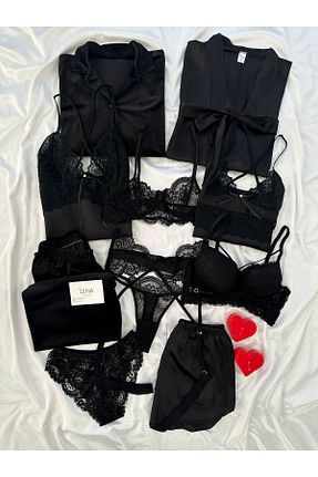 ربدوشام مشکی زنانه ساتن Lena Homewears - کد 898437321