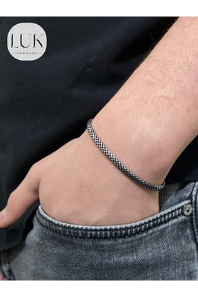 دستبند نقره طوسی مردانه 925 عیار LUK JEWERLY - کد 897959993