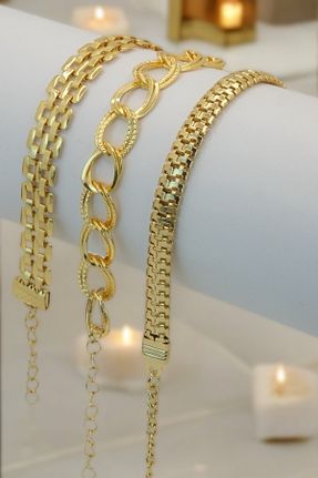 دستبند جواهر طلائی زنانه زیرکن TAKIPORT - کد 898462517