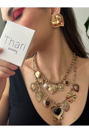 گردنبند جواهر طلائی زنانه سنگ طبیعی Thariaccessory - کد 898486314