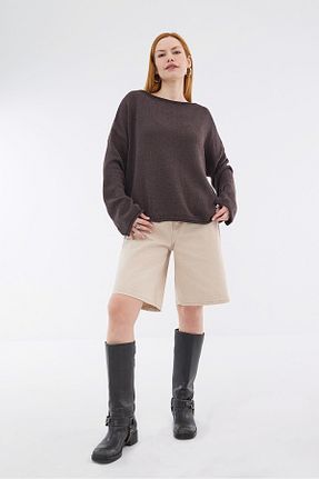 پلیور قهوه ای زنانه ساده Addax - کد 898514304