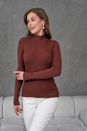 پلیور قهوه ای زنانه ساده Irmak Kerekli - کد 898094979
