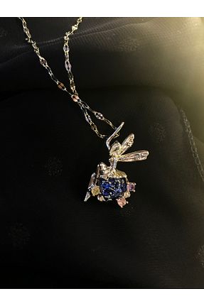 گردنبند استیل ( فولاد ) سرمه ای زنانه استیل ضد زنگ Lal takı - کد 898527108