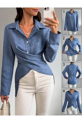پیراهن آبی زنانه رگولار Moda Monisa - کد 887891979