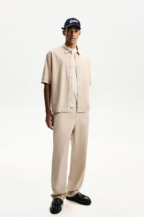 شلوار بژ مردانه کتان Bershka - کد 898569318