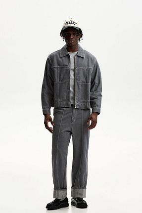 پیراهن طوسی مردانه اورسایز Bershka - کد 898569178