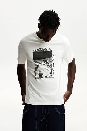 تیشرت سفید مردانه Relaxed Bershka - کد 898563246
