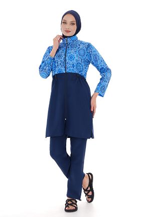 مایو حجاب سرمه ای زنانه چاپی REMSA - کد 898577075