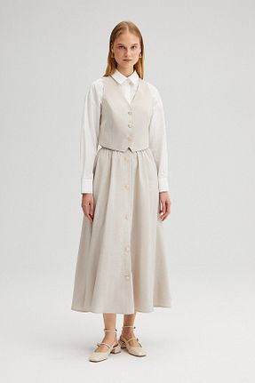 ست بالاتنه و پائین تنه حجاب بژ زنانه نیمه فیت Touche Prive - کد 694982023
