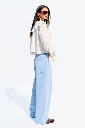 شلوار جین آبی زنانه رگولار Bershka - کد 898576838