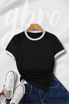 تیشرت مشکی زنانه رگولار GBRO - کد 898597609