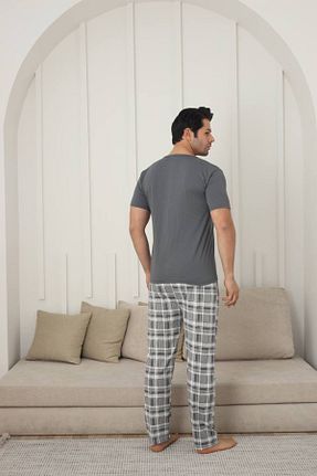 ست لباس راحتی طوسی مردانه پنبه ای PİJAMORE - کد 898605900