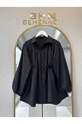 پیراهن مشکی زنانه اورسایز Butik - کد 898607017