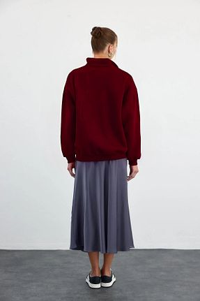 سوئیشرت زرشکی زنانه ساده OKULCUBABA - کد 898611805