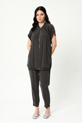 ست بالاتنه و پائین تنه حجاب طوسی زنانه گشاد Jupe - کد 898620027