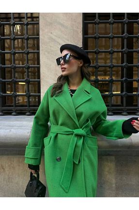 پالتو پشمی سبز زنانه Relaxed NuGa butik - کد 898624887