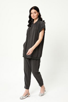 ست بالاتنه و پائین تنه حجاب طوسی زنانه گشاد Jupe - کد 898620027